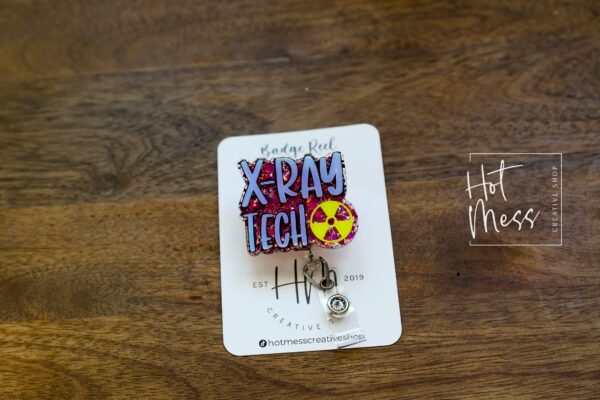 XRay Tech Badge Reel, Glitter Badge Reel, Retractable ID Holder, Interchangeable Badge