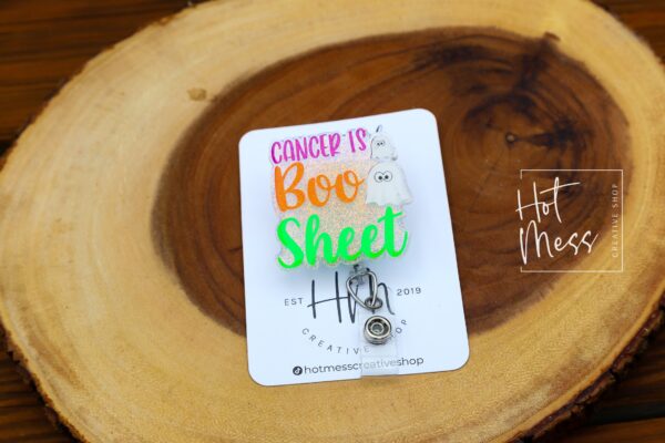 Halloween Badge Reel, Cancer is Boo Sheet Badge Reel, Oncology badge reel, Halloween ID Holder, Interchangeable badge reel