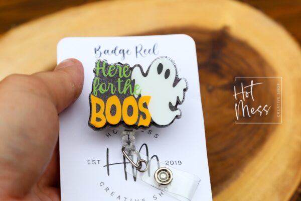 Halloween Badge Reel, Here for the Boos badge reel, Halloween ID Holder, Interchangeable badge reel