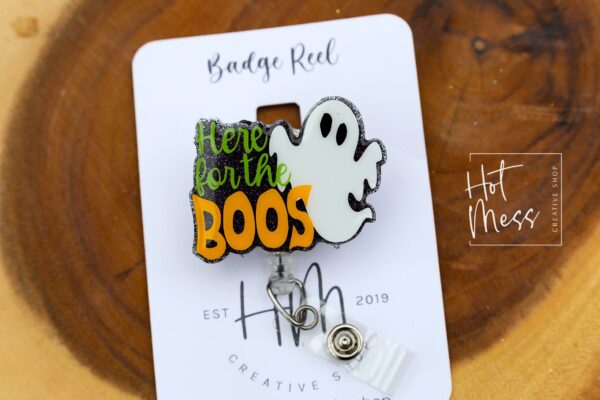 Halloween Badge Reel, Here for the Boos badge reel, Halloween ID Holder, Interchangeable badge reel