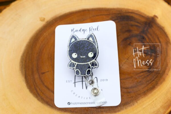 Cute Bat Badge Reel, Halloween Badge Reel,  Halloween ID Holder, Interchangeable badge reel