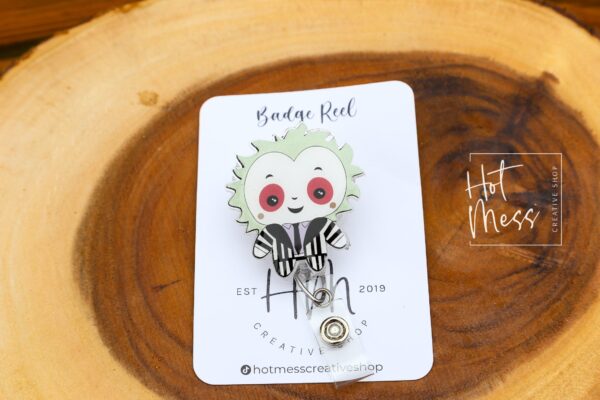 Cute Beetle Guy Badge Reel, Halloween Badge Reel,  Halloween ID Holder, Interchangeable badge reel