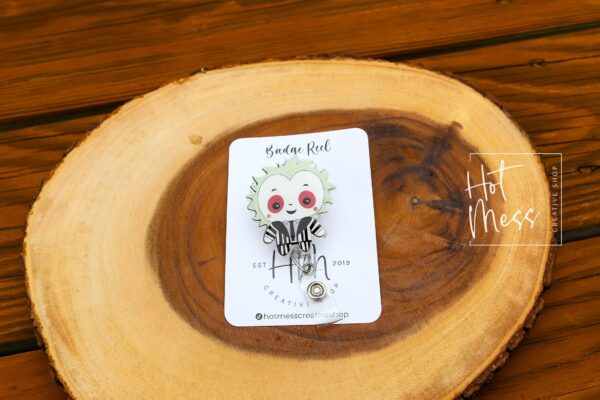 Cute Beetle Guy Badge Reel, Halloween Badge Reel,  Halloween ID Holder, Interchangeable badge reel