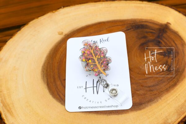 il_fullxfull.4096151566_n6ze Oak Leaf Funny Badge Reel, Fall Leaf Badge Reel, Thanksgiving Badge Reel, Halloween Badge Reel, Autumn Badge Reel