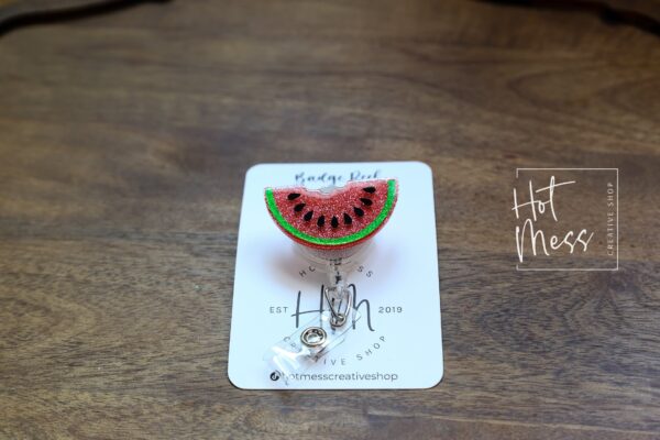 Watermelon Badge Reel, Cute Glitter Badge Reel, Retractable Badge Reel, Interchangeable Badge Reel