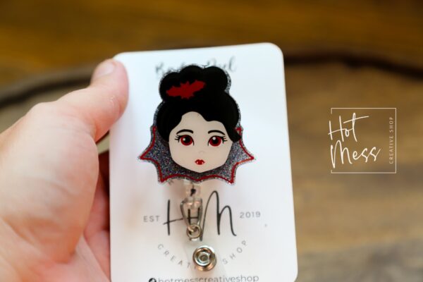 Cute Vampire Badge Reel, Halloween Badge Reel,  Halloween ID Holder, Interchangeable badge reel