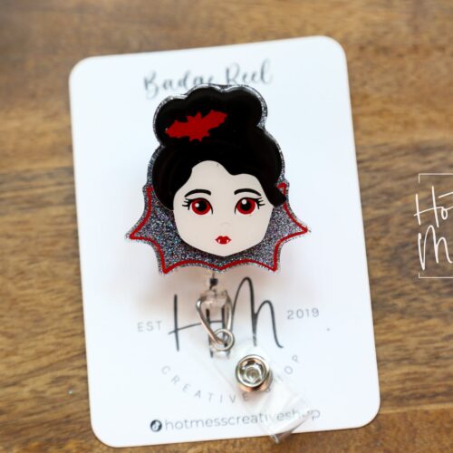 il_fullxfull.4109810390_kpho Cute Vampire Badge Reel, Halloween Badge Reel, Halloween ID Holder, Interchangeable badge reel