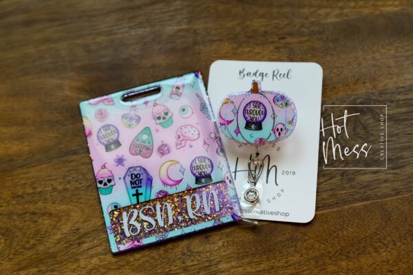 il_fullxfull.4109858260_iqhm Pastel Halloween Badge Buddy, paramedic Badge ID, EMS Badge id, Nurse Badge Buddy