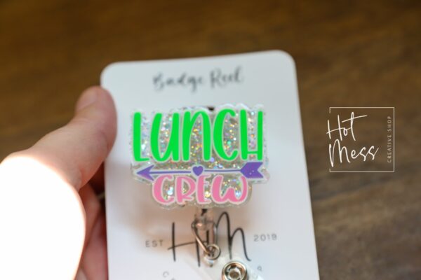 Lunch Crew Badge Reel,  Back to school ID Holder, Interchangeable Badge Reel, Lunch Lady gift