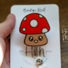 Mushroom Badge Reel, Waitress Badge Reel, Retractable ID Holder, Interchangeable Lanyard, Food Badge Reels, kawaii badge reel