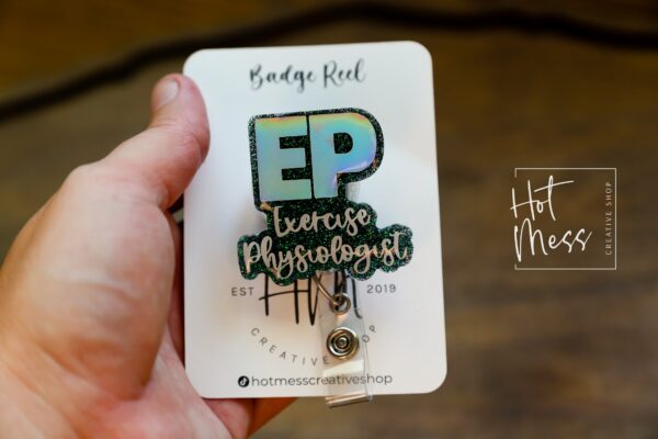 Exercise Physiologist Badge Reel, EP ID Holder, Retractable Acrylic Badge Reel, EP Gift, Office Badge Reel