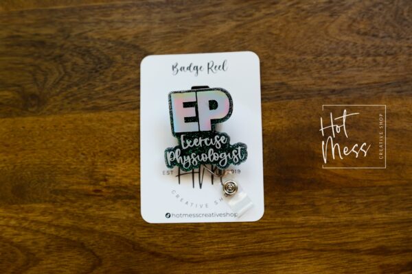 Exercise Physiologist Badge Reel, EP ID Holder, Retractable Acrylic Badge Reel, EP Gift, Office Badge Reel