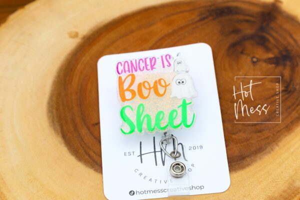 Halloween Badge Reel, Cancer is Boo Sheet Badge Reel, Oncology badge reel, Halloween ID Holder, Interchangeable badge reel