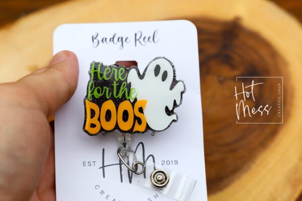 Halloween Badge Reel, Here for the Boos badge reel, Halloween ID Holder, Interchangeable badge reel