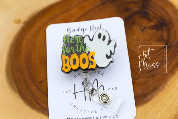 Halloween Badge Reel, Here for the Boos badge reel, Halloween ID Holder, Interchangeable badge reel