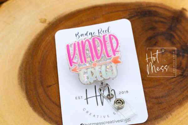 il_fullxfull.4143718253_3o1g Kinder Crew Badge Reel, Teacher ID Holder, Interchangeable Badge Reel, Teacher Gift, Kindergarten Teacher, Back to School