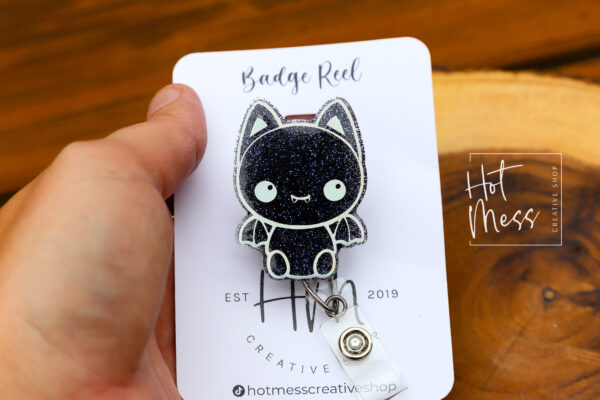 Cute Bat Badge Reel, Halloween Badge Reel,  Halloween ID Holder, Interchangeable badge reel