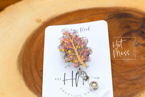 il_fullxfull.4143804629_jk2v Oak Leaf Funny Badge Reel, Fall Leaf Badge Reel, Thanksgiving Badge Reel, Halloween Badge Reel, Autumn Badge Reel