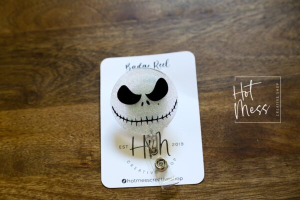 il_fullxfull.4145755434_rkca Jack Face Funny Halloween Badge Reel, Retractable Badge Reel, Interchangeable Badge Reel, Nightmare Badge Reel