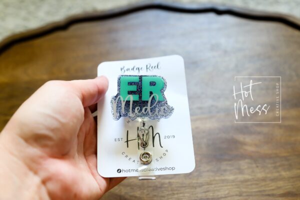 ER Medic Funny Badge Reel, Teal ER nurse badge reel, Retractable Badge Reel, Interchangeable Badge Reel, er badge reel