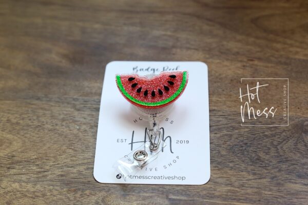 Watermelon Badge Reel, Cute Glitter Badge Reel, Retractable Badge Reel, Interchangeable Badge Reel