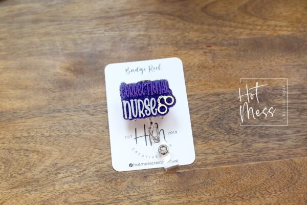 Blue Corrections Nurse Badge Reel, correctional nurse ID Holder, Retractable Acrylic Badge Reel, corrections badge