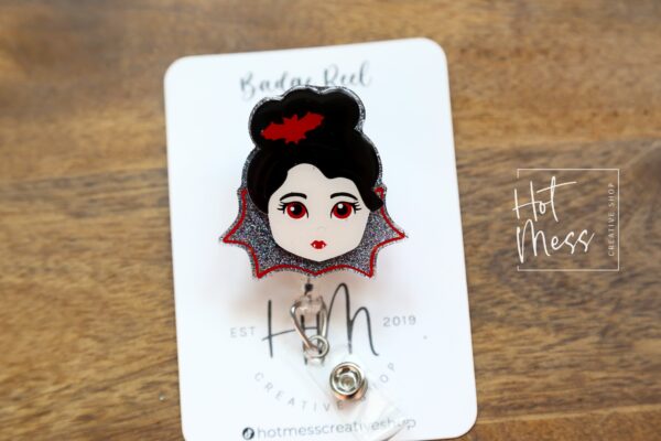 Cute Vampire Badge Reel, Halloween Badge Reel,  Halloween ID Holder, Interchangeable badge reel