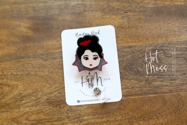 Cute Vampire Badge Reel, Halloween Badge Reel,  Halloween ID Holder, Interchangeable badge reel