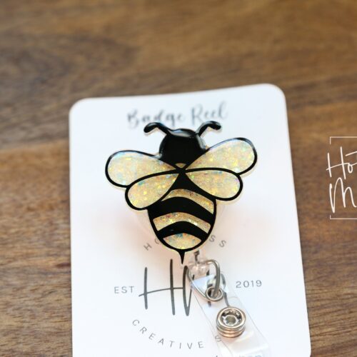 Bee Badge Reel, Gift for Beekeeper, Funny Badge Reel, Summer Nurse Badge Reel, Retractable ID Holder, Interchangeable Lanyard