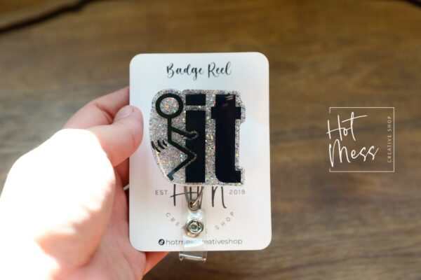 F-It Stick Figure Funny Badge Reel, Night Shift badge reel, Sarcasm badge reel