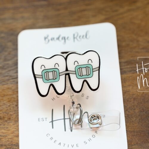 il_fullxfull.4164498908_eusj Orthodontist Badge Reel, Braces Badge Reel, Retractable Badge Reel, Interchangeable Badge Reel