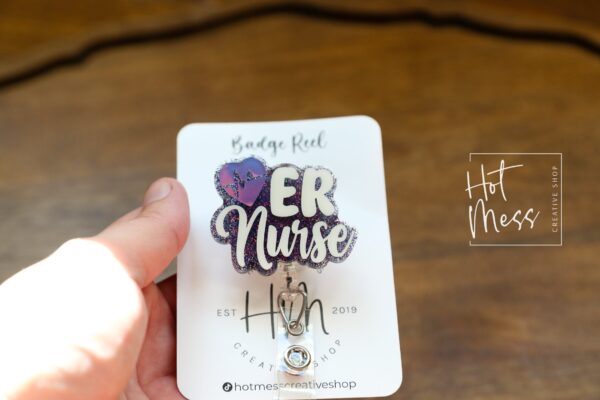 ER Nurse Badge Reel, Nurse Badge Reel, Retractable ID Holder, Interchangeable, Glitter Badge Reel