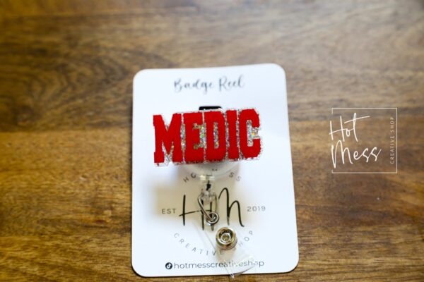Medic Funny Red Badge Reel, Big Red Letters, Retractable Badge Reel, Interchangeable Badge Reel, medic badge reel, badge holder