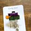 il_fullxfull.4193398985_9fly I Smell Children Funny Halloween Badge Reel, Purple/Green Badge Holder, Retractable Badge Reel, Interchangeable Badge Reel, witch badge reel