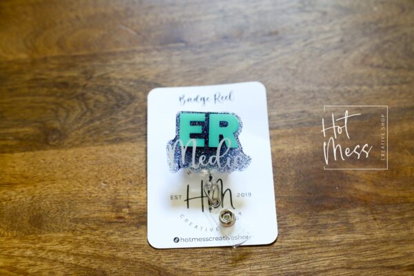 ER Medic Funny Badge Reel, Teal ER nurse badge reel, Retractable Badge Reel, Interchangeable Badge Reel, er badge reel