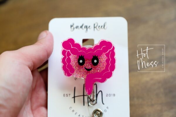 Intestines Badge Reel, GI id Holder, GI Nurse ID Holder, gastroenterology, gastro technician, gi appreciation gift
