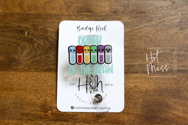 Order of the Draw Badge Reel, phlebotomy ID Holder, Retractable Badge Reel, Interchangeable Badge Reel, Nurse Accessories