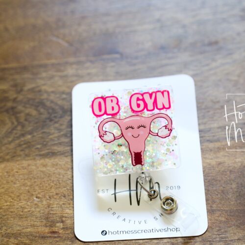 il_fullxfull.4209606895_8e17 Pink OB GYN Uterus Funny Badge Reel, Retractable Badge Reel, Interchangeable Badge Reel, OB id Holder