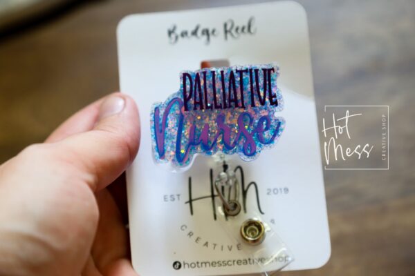 il_fullxfull.4209646547_yar2 Palliative Nurse Funny Glitter Pink/Purple Badge Reel, Retractable Badge Reel, Interchangeable Badge Reel