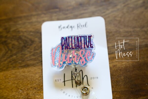 il_fullxfull.4209646551_rnk4 Palliative Nurse Funny Glitter Pink/Purple Badge Reel, Retractable Badge Reel, Interchangeable Badge Reel