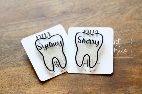 il_fullxfull.4252126175_sovn Dental Name Tag pin, Dentist Badge Reel, Retractable Badge Reel, Interchangeable Badge Reel, dental assistant