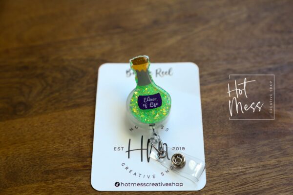 Elixir of life potion bottle Badge Reel, Halloween Badge Reel, funny Halloween badge reel, Halloween ID Holder, Interchangeable badge reel