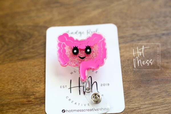 Intestines Badge Reel, GI id Holder, GI Nurse ID Holder, gastroenterology, gastro technician, gi appreciation gift