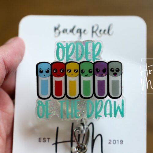 Order of the Draw Badge Reel, phlebotomy ID Holder, Retractable Badge Reel, Interchangeable Badge Reel, Nurse Accessories