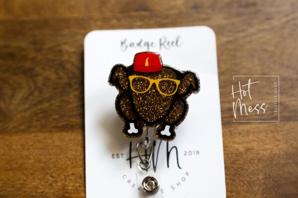 Friendsgiving Badge Reel, Thanksgiving Badge Reel, Turkey ID Holder, Interchangeable badge reel