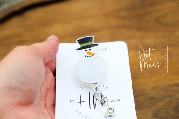 Snowman Badge Reel, Christmas Badge Reel, Nurse Badge Reel, Retractable ID Holder, Interchangeable, Glitter Badge Reel, Winter ID Holder