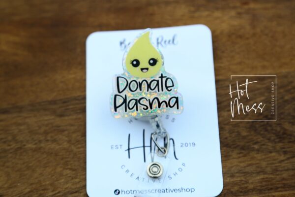 Donate Plasma Badge Reel, Retractable Badge Reel, Interchangeable Badge Reel, Blood Bank ID holder