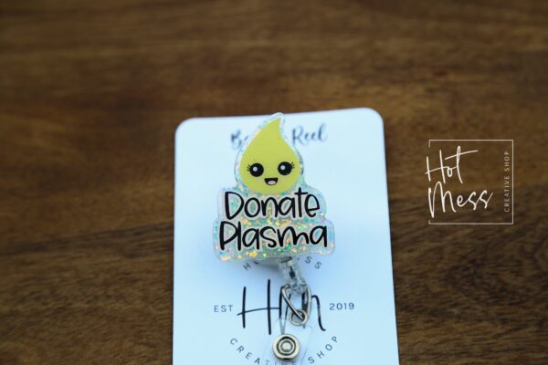 Donate Plasma Badge Reel, Retractable Badge Reel, Interchangeable Badge Reel, Blood Bank ID holder
