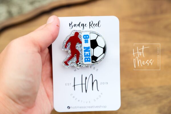 Personalized Soccer Player Badge Reel, Soccer Coach Badge Reel, Sports coach badge reel, sports badge reel