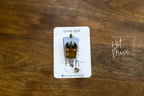 il_fullxfull.4277346383_k9gs Iced Coffee Badge Reel, Interchangeable ID Holder, Stocking Stuffer, Gift for Teacher